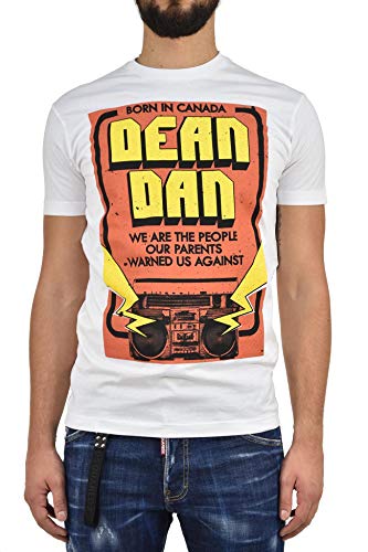 Dsquared 2 camisetas Dean Dan Hombre Blanco Nuevo blanco M