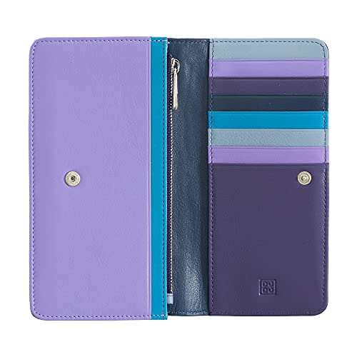 DUDU Cartera de Mujer en Piel Suave Multicolor RFID con Solapa Mauve