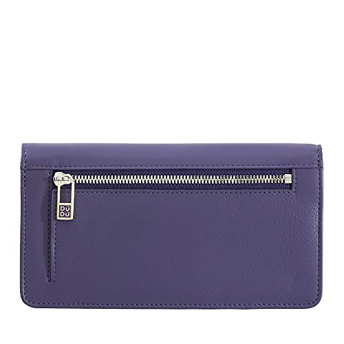 DUDU Cartera de Mujer en Piel Suave Multicolor RFID con Solapa Mauve