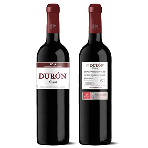 Durón – Vino Tinto Crianza 2017 Denominación de Origen Calificada Rioja, Variedad Tempranillo, 12 meses en barrica – Caja de 6 botellas x 750 ml – Total: 4500 ml