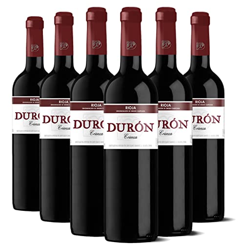 Durón – Vino Tinto Crianza 2017 Denominación de Origen Calificada Rioja, Variedad Tempranillo, 12 meses en barrica – Caja de 6 botellas x 750 ml – Total: 4500 ml