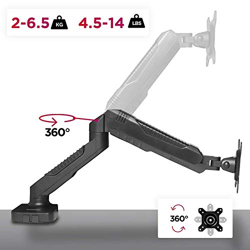 Duronic DMDC5X1 Soporte Monitor Mesa con Resorte de Gas para 1 Pantalla de Ordenador con Cabezal rotativo e Inclinable