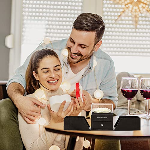 E-MANIS Rosa Eterna Caja de Joyería Preservadas a Mano Bella y La Bestia, San Valentin Novia Regalos para Bodas de Oro Aniversario Pareja Originales para Mujer tu Madre Cumpleaños Navidad (Blanco)