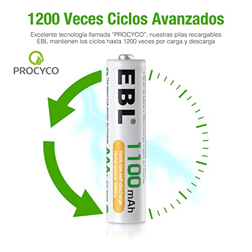 EBL 2800mAh AA de Alta Capacidad Ni-MH 1200 Ciclo de Pilas Recargables de 1,2V para los Equipos Domésticos con Estuches de Almacenamiento (8 Piezas)