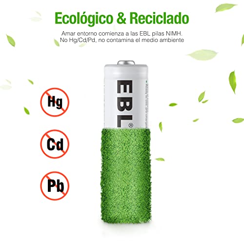 EBL 2800mAh AA de Alta Capacidad Ni-MH 1200 Ciclo de Pilas Recargables de 1,2V para los Equipos Domésticos con Estuches de Almacenamiento (8 Piezas)