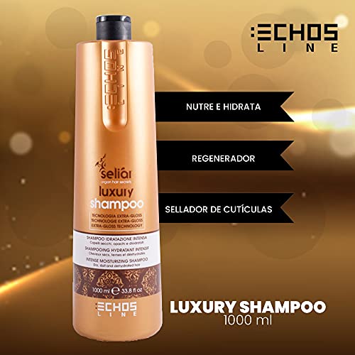 Echosline Seliàr Champú de Lujo de hidratación intensa para cabellos Secos y deshidratados-1000 ml, Multicolor, 1L