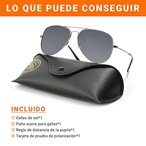 EFE Gafas de Sol Aviador Polarizadas de Retro y Moda para Mujeres y Hombres Unisex Protección UV400 Contra los Rayos Ultravioletas para Pesca Senderismo Conducir Libre Excursión Negro