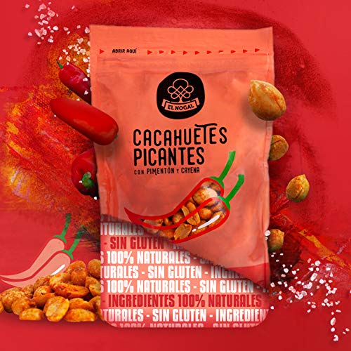 EL NOGAL Frutos Secos Cacahuete Repelado Picante (Con Pimenton y Cayena) Doypack, 125 G