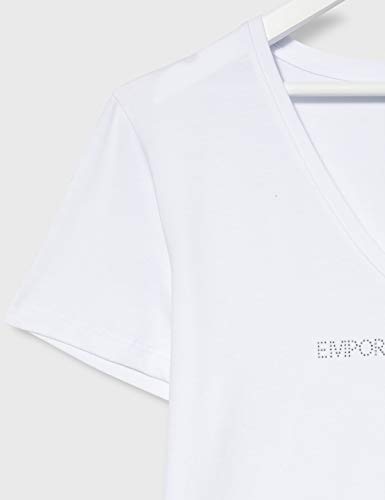 Emporio Armani T-Shirt Camiseta V-Neck Iconic, Mujer, Blanco, S