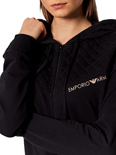 Emporio Armani Underwear Quilted Terry Chaqueta y Pantalón con Cremallera Completa, Mujer, Negro, XS