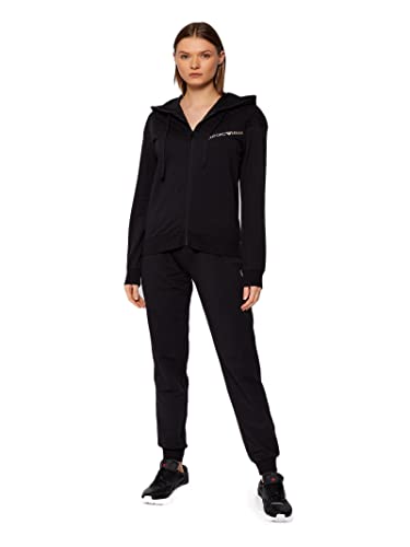 Emporio Armani Underwear Quilted Terry Chaqueta y Pantalón con Cremallera Completa, Mujer, Negro, XS