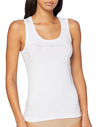 Emporio Armani Underwear Tank Iconic Cotton Camiseta, Blanco (White), XS para Mujer