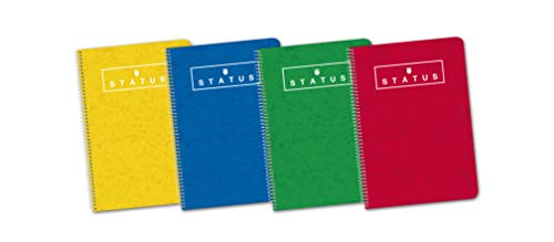 Enri, Cuadernos A5(4º), Pack de 5 Libretas Status de Tapa Extradura, 80 Hojas con Cuadrícula 4x4, Colores Aleatorios