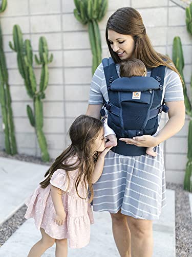 Ergobaby Adapt Cool Air Mesh Mochila Portabebes Ergonomico para Recien Nacido 3-Posiciones, Azul Marino (BCPEAPBLUE)