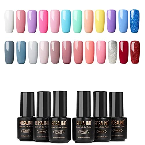 Esmalte Semipermanentes de Uñas en Gel UV LED Neon 24 Color, Kit de Esmaltes de Uñas 7ml …