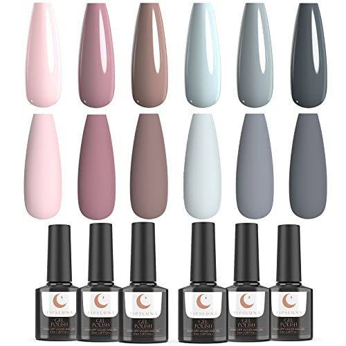 Esmaltes Semipermanentes de Uñas 6 Colores, TipsLuna Kit de Esmalte de Uñas en Gel 8.5ml, Beige, Nude, Gris, UV LED Esmaltes de Gel Soak Off para Día de San Valentín- Sé Mi Dama de Honor