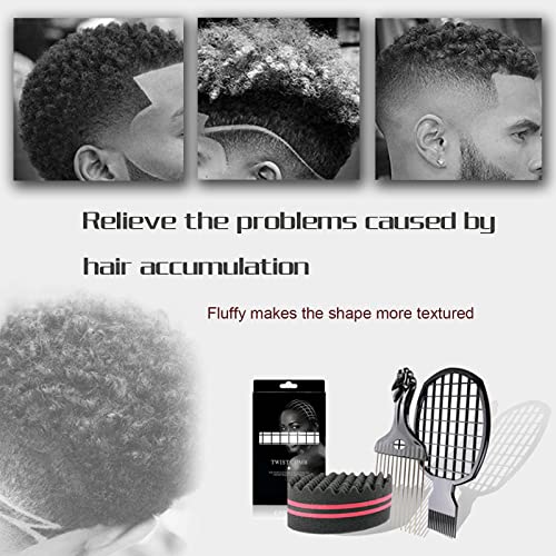 Esponja para Pelo Rizado Afro, Cepillo de Esponja para Cabello y Peine Afro Rizo, Curl Sponge Magic Twist y Twist Comb para Hogar o Peluquería Trenzas y Cabello Rizado de Estilo Africano (B)