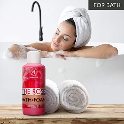 Espuma de Baño con Aceite Esencial de Palisandro 1000 ml - Cuidado del Cuerpo - Buen Sueño - Belleza - Baño - Cuidado del Cuerpo - Bienestar -- Aromaterapia - Spa - Aroma de Rosa - Baños de Burbujas