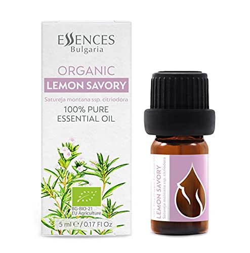 Essences Bulgaria Aceite Esencial Ajedrea de Limón 5ml, 100% natural, orgánico certificado, fragancia única, novedad, solo en Essences Bulgaria, ideal para aromaterapia, 5ml