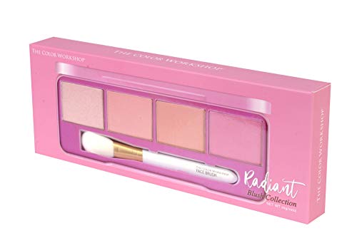 Essentials Radiant - Colorete, Rubor - Paleta de Blush con 4 Colores, Colorete Mate y Perlado y una Brocha Facial - Set de Maquillaje Profesional - California Collection - Maquillaje para Mujeres