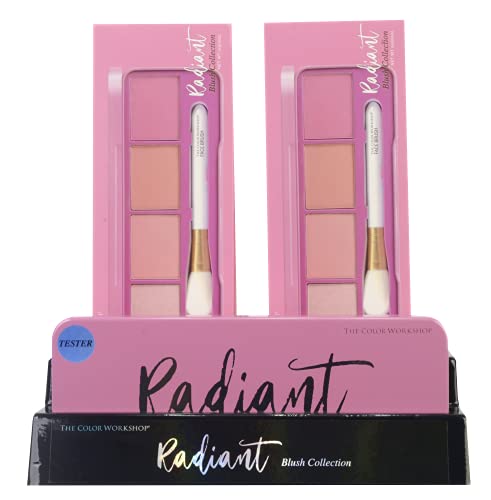 Essentials Radiant - Colorete, Rubor - Paleta de Blush con 4 Colores, Colorete Mate y Perlado y una Brocha Facial - Set de Maquillaje Profesional - California Collection - Maquillaje para Mujeres