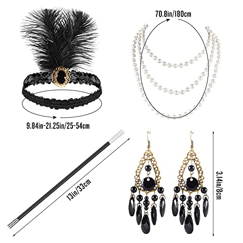 Estilo retro años 20, accesorios para disfraz de Mafia Gatsby, disfraz Art Deco Flapper Party 1920s Gatsby, joyas para mujer, accesorios para la cabeza, para baile de fin de curso o Navidad