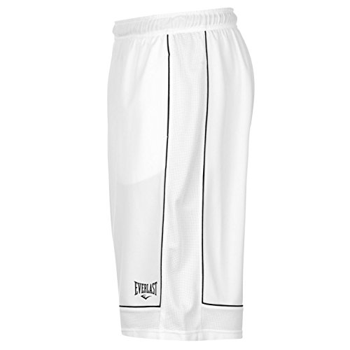 Everlast - Pantalones cortos de baloncesto para hombre, sueltos, ropa deportiva, Todo el año, Hombre, color negro/blanco, tamaño S