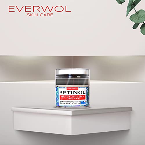 EVERWOL - Crema facial hidratante de Noche/Crema antiarrugas, antimanchas con RETINOL 3%, colágeno, ácido hialurónico/Cuidado antiedad con efecto aclarante/vitamina C / 50 ml