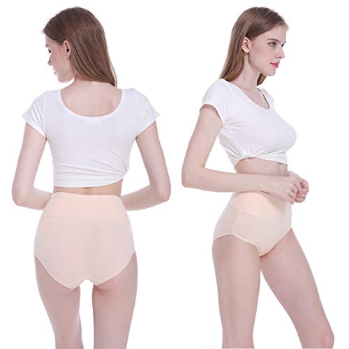 FALARY Bragas Mujer Cintura Alta Algodón 5 Piezas Beige (Piel) XL