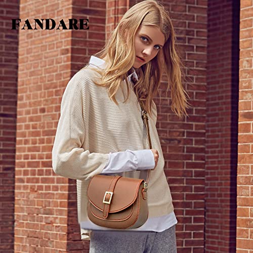 FANDARE Moda Bolso Bandolera Mujer Pequeño Bolsos de Hombro Cruzado de Cuero PU Bolso de Mano Crossbody Bag marrón