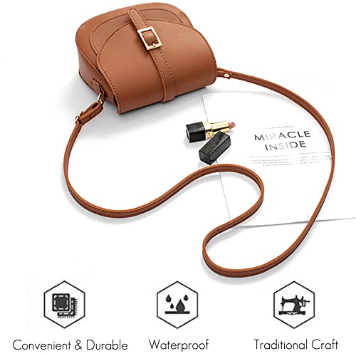 FANDARE Moda Bolso Bandolera Mujer Pequeño Bolsos de Hombro Cruzado de Cuero PU Bolso de Mano Crossbody Bag marrón