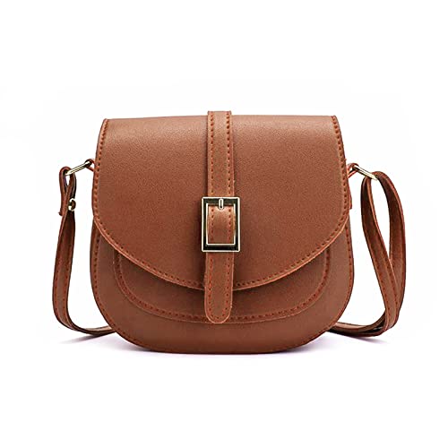 FANDARE Moda Bolso Bandolera Mujer Pequeño Bolsos de Hombro Cruzado de Cuero PU Bolso de Mano Crossbody Bag marrón