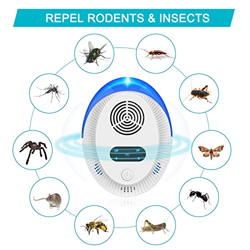 Feizhibo Repelente Ultrasónico de Plagas, Ahuyentador de Ratones Ultrasonidos, Electrónico Repelente Mosquitos Insectos para Anti Cucarachas, Moscas, Mosquitos, Ratones, Arañas