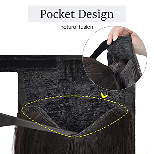 FESHFEN Cola de Caballo Extensiones Postizos de pelo fibras sintéticas de cabello pelo liso largo 60cm, 125g