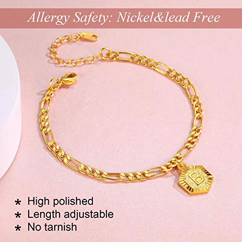 FindChic Pulsera Pie Tobillo Mujer Medalla Letra M Inicial de Nombre Tobillera Grabada de Cadenas Italianas Oro Enchapado