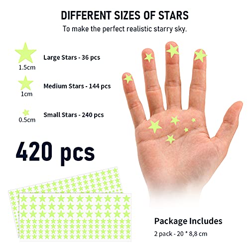 Fluorescente Decoración de Pared Uktunu Luminoso Pegatinas de Pared Planetas y Estrellas Brillante Fluorescente Adhesivos para Niños Hogar Kids Room Decor del Dormitorio 430pcs