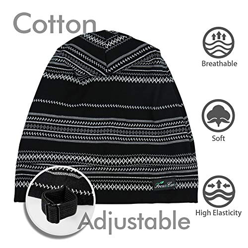 FocusCare ADJUST-3 Gorro de dormir ajustable con forro de satén para rastas, pelo rizado, talla L, Talla única Gris claro jaspeado ]