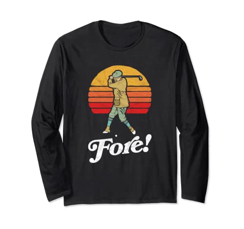 Fore! Vintage Golf Swing Retro Style - Golfer Manga Larga