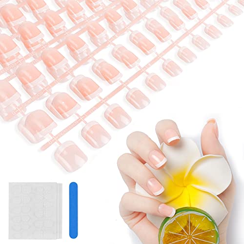 foreverLily 120 piezas de uñas postizas francesas de cubierta completa, puntas de uñas postizas cortas, uñas naturales para niñas y mujeres