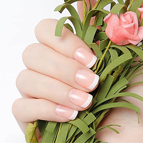 foreverLily 120 piezas de uñas postizas francesas de cubierta completa, puntas de uñas postizas cortas, uñas naturales para niñas y mujeres