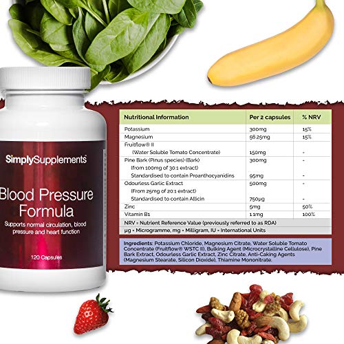 Formula Presión Arterial de FruitFlow - Con ajo, magnesio y potasio - ¡Bote para 2 meses! - Apto para veganos - 120 Cápsulas - SimplySupplements