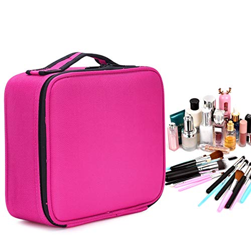 FORRICA Portátil Bolsa de Maquillaje Mujer Organizador Bolso Cosmético Neceser Maquillaje Viaje Almacenamiento de Maquillaje Grande Estuches de Maquillaje Profesional Rojo