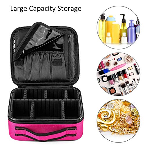 FORRICA Portátil Bolsa de Maquillaje Mujer Organizador Bolso Cosmético Neceser Maquillaje Viaje Almacenamiento de Maquillaje Grande Estuches de Maquillaje Profesional Rojo