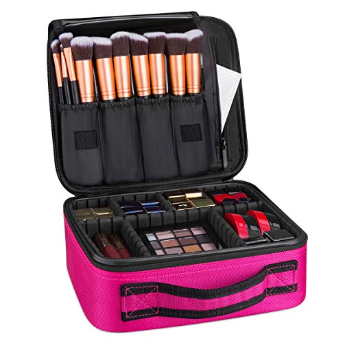 FORRICA Portátil Bolsa de Maquillaje Mujer Organizador Bolso Cosmético Neceser Maquillaje Viaje Almacenamiento de Maquillaje Grande Estuches de Maquillaje Profesional Rojo