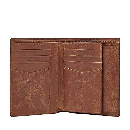 Fossil Derrick de cuero plegable para hombre de 10 cm de largo x 2,5 cm de ancho x 13 cm de alto