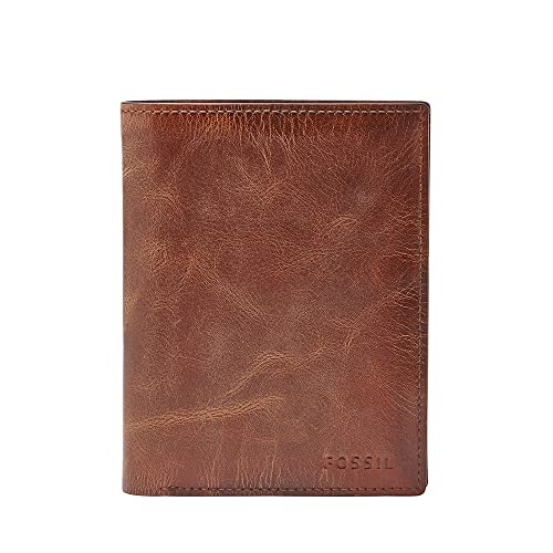 Fossil Derrick de cuero plegable para hombre de 10 cm de largo x 2,5 cm de ancho x 13 cm de alto