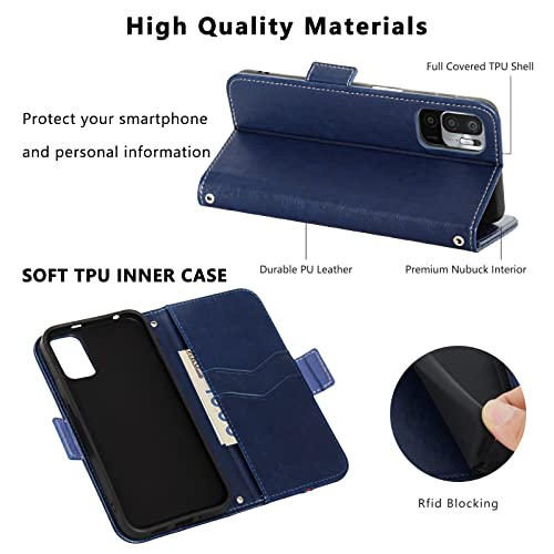 Funda para Xiaomi Redmi Note 10 5G/Poco M3 Pro 5G, Cuero Cartera Carcasa Protectora con Ranuras y Soporte Plegable, Cierre Magnético Caso de Piel PU para Xiaomi Redmi Note 10 5G/Poco M3 Pro 5G Azul