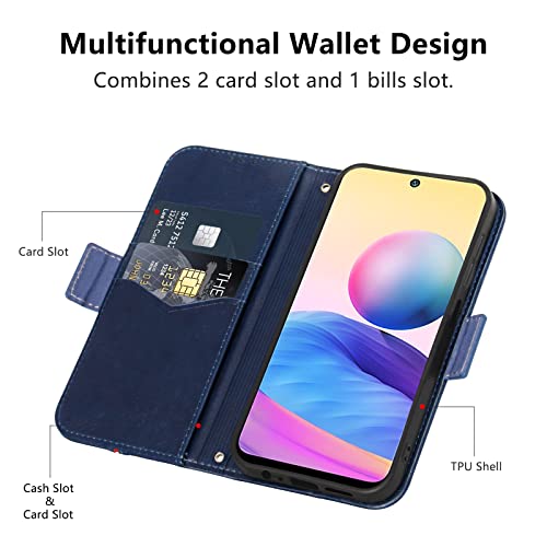 Funda para Xiaomi Redmi Note 10 5G/Poco M3 Pro 5G, Cuero Cartera Carcasa Protectora con Ranuras y Soporte Plegable, Cierre Magnético Caso de Piel PU para Xiaomi Redmi Note 10 5G/Poco M3 Pro 5G Azul