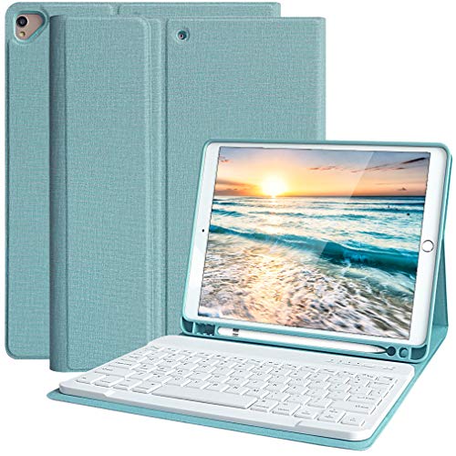 Funda Teclado iPad 10.2 9th Gen 2021, Funda iPad 2020 con Ranura para Lápiz y Español (Incluye Letra Ñ) Teclado Bluetooth Inalámbrico Desmontable para iPad Air 3/A2603/A2604/A2605- Cubierta Magnética