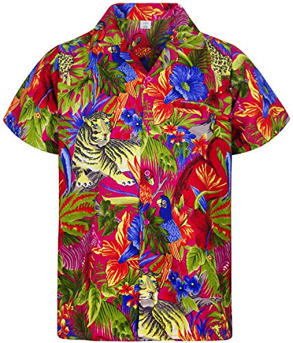 Funky Camisa Hawaiana, Jungle, Pink, L